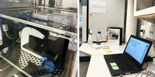 The HoloMonitor live cell imaging system operating inside a standard cell incubator at the SmiLe life science business incubator in Lund, Sweden.