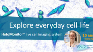 Blue and white banner promoting Live Cell Imaging Webinar - Explore every day cell life