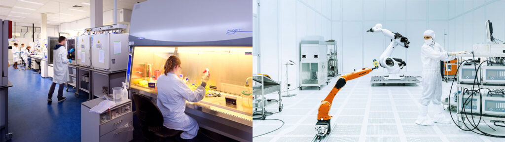Two images showing cell culturing of today and tomorrow